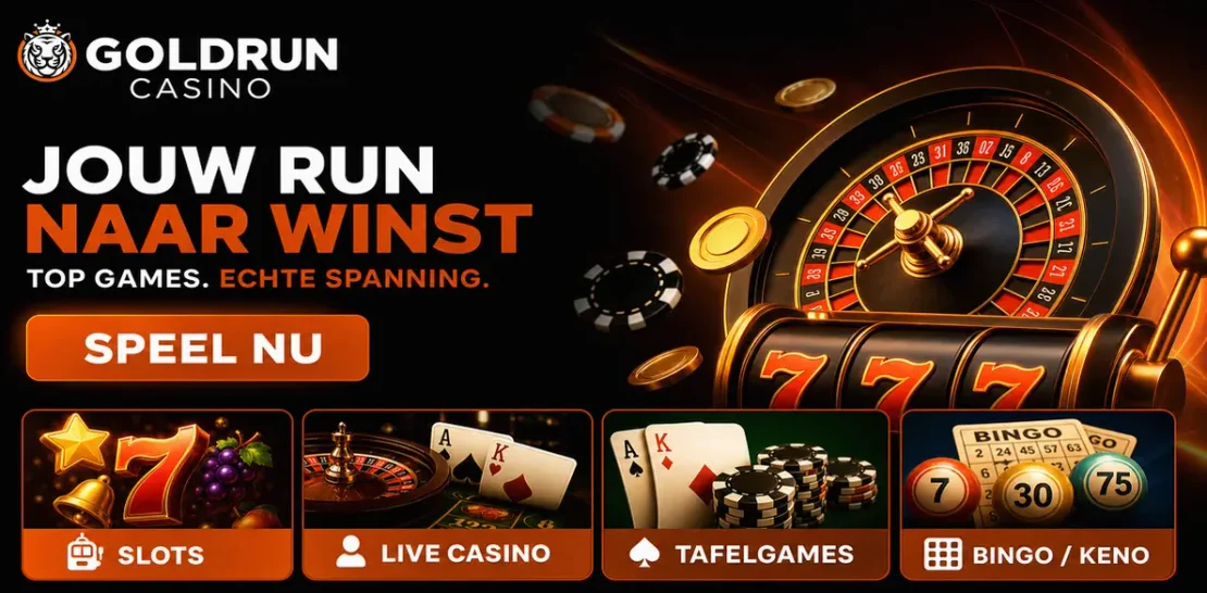 Overzicht van casinospellen bij Goldrun Casino met slots, jackpots, bingo en populaire gametitels